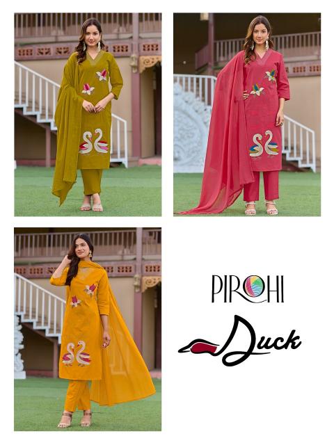 Pirohi duck 3pcs kurtis wholesale